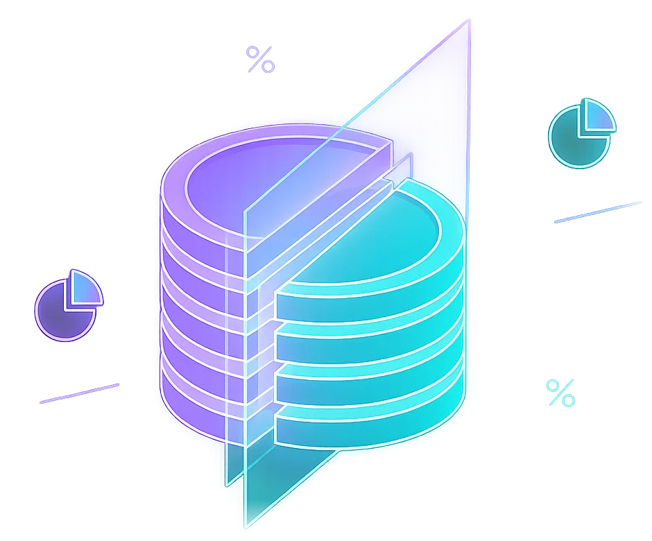 Illustration of a coin stack being sliced into layers, representing Etsy fees